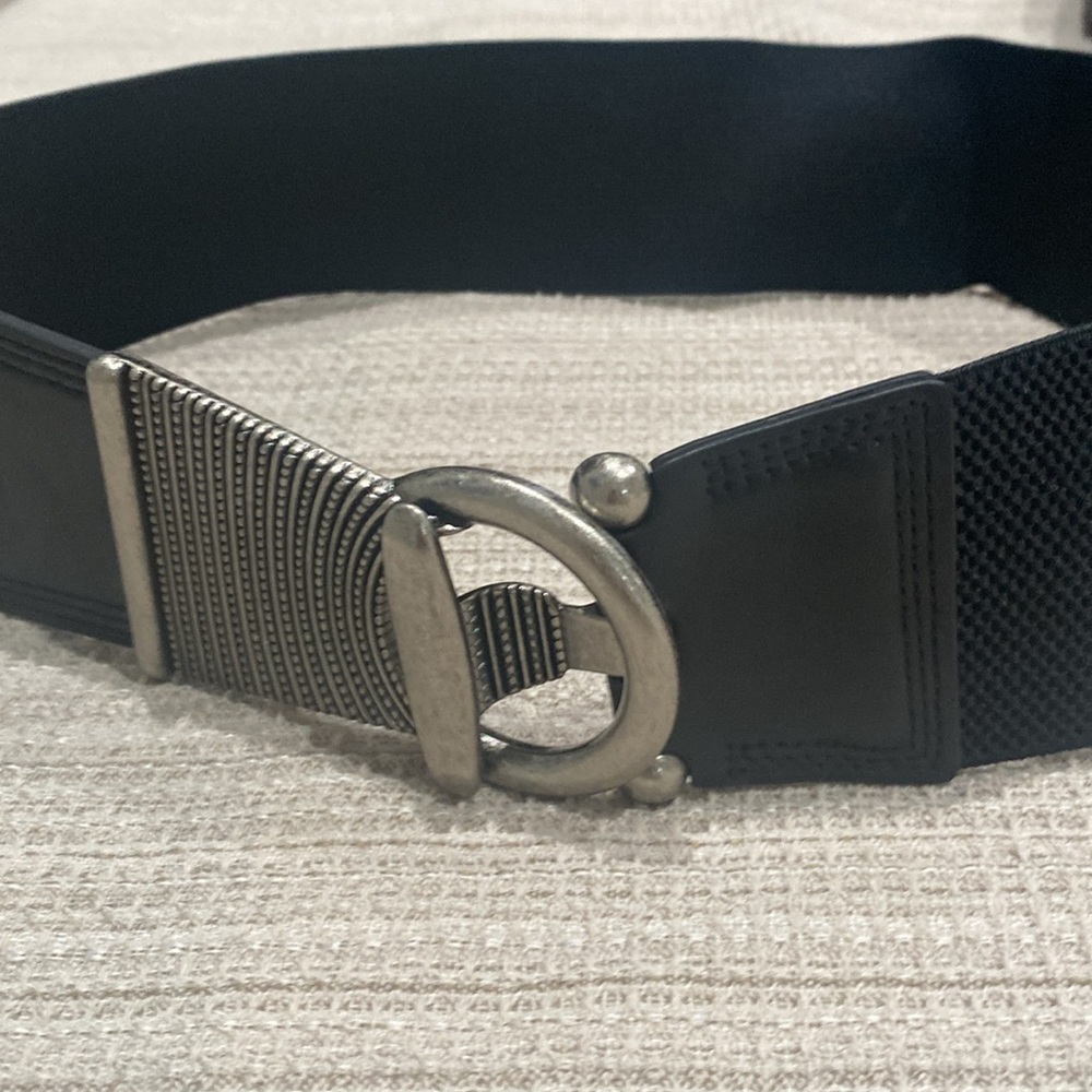 Detailed black and silver belt